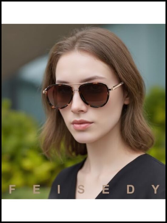 Vintage Square Aviator Sunglasses - Polarized UV400 Retro Style